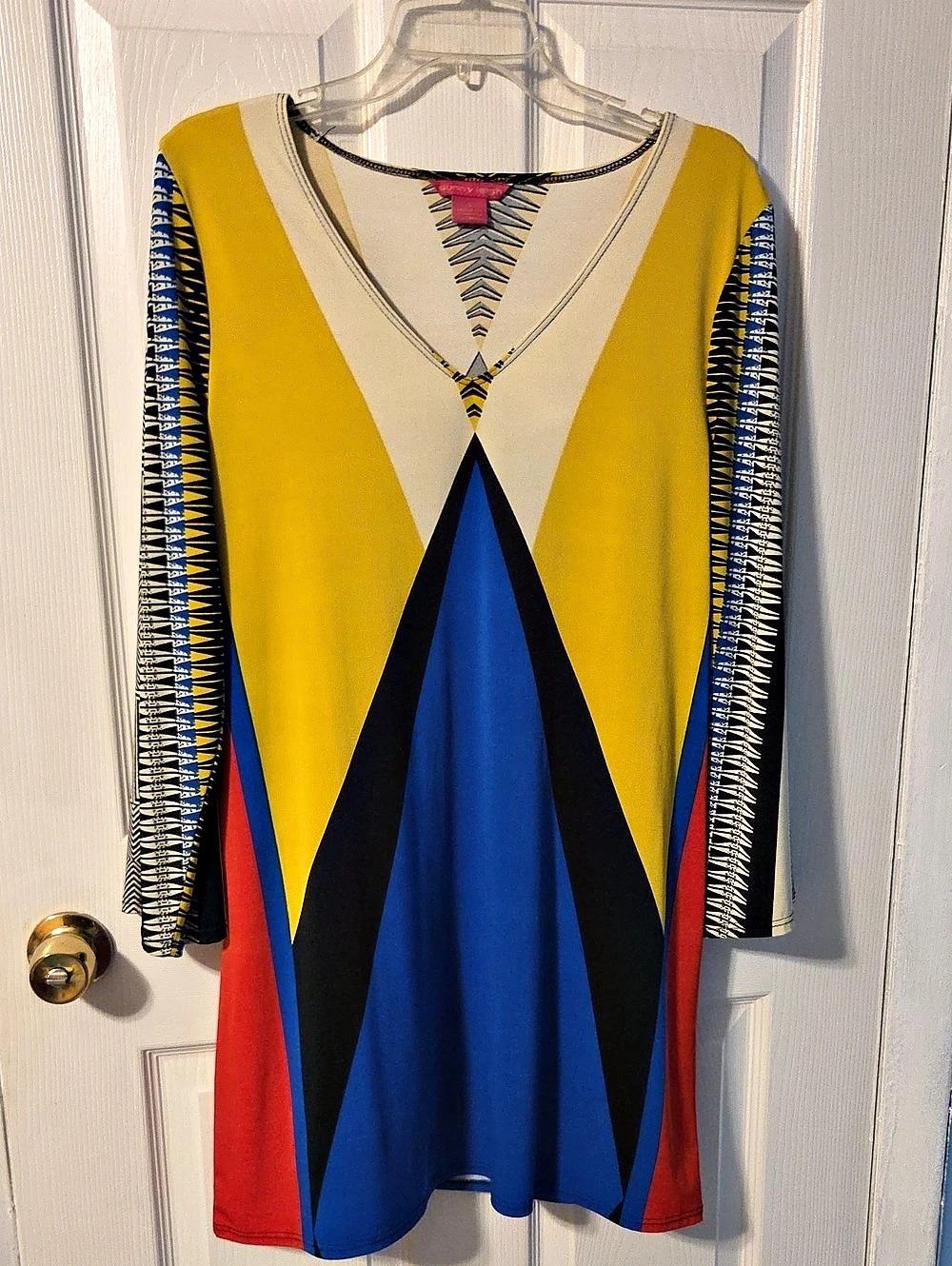 Sunny Leigh Geometric Tunic in Yellow & Blue Size Medium